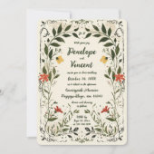 Invitation Campagne Boho manuscrit Mariage Floral (Devant)