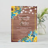 Invitation Campagne bois rustique lumières florales mariage p (Debout devant)