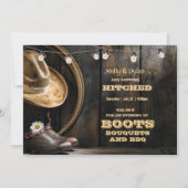 Invitation Campagne Boots Casquette & Grange Wood Wedding Inv (Devant)