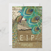 Invitation Campagne Chic Bunch Peacock Vintage Vieux Bois (Dos)