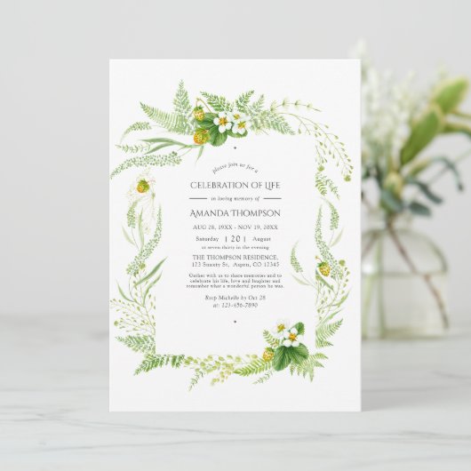 Invitation Campagne de verdure rustique Célébration de la vie (Debout devant)