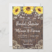Invitation Campagne dentelle tournesol Bridal Douche Invitati (Devant)
