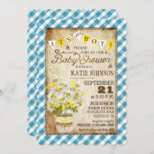 Invitation Campagne En vichy Vérifier Baby shower Garçon (Devant / Derrière)