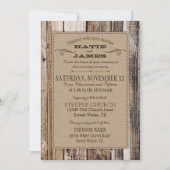 Invitation Campagne Grange Bois Planks Mariage rustique (Devant)