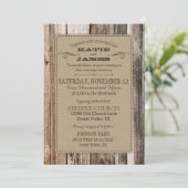Invitation Campagne Grange Bois Planks Mariage rustique (Debout devant)
