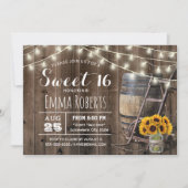 Invitation Campagne Grange Bois Tournesol Jar Rustique Sweet  (Devant)