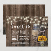 Invitation Campagne Grange Bois Tournesol Jar Rustique Sweet  (Devant / Derrière)