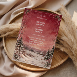 Invitation Campagne hivernale rose Romance enneigée