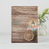 Invitation Campagne Lumière Fleurs Turquoises et corail Invit (Debout devant)