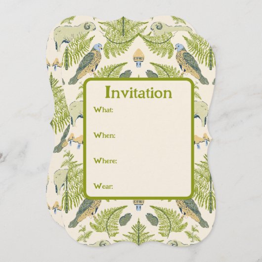 Invitation Campagne nostalgique en vert frais et jaune (Devant / Derrière)