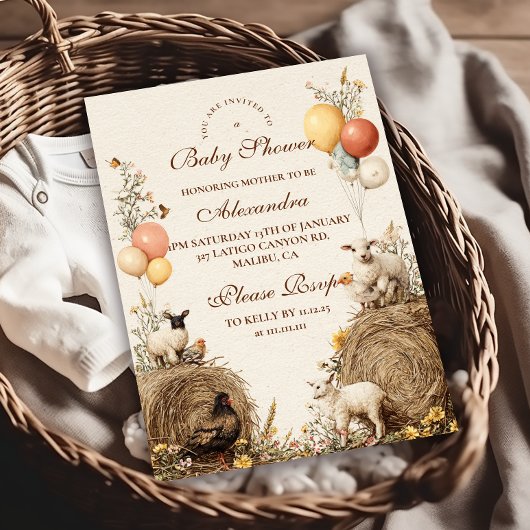 Invitation Campagne Pastorale Baby shower de la grange