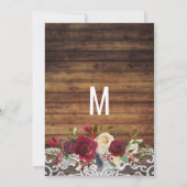 Invitation Campagne Rouge ivoire Dentelle florale Bois Brunéi (Dos)