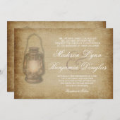 Invitation Campagne Rustique Lanterne Vintage Mariage Invitat (Devant / Derrière)