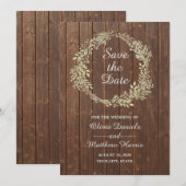 Invitation Campagne rustique. Mariage grange en bois Save the (Devant / Derrière)