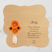 Invitation Campagne Rustique Orange Pot de Fleur Demoiselle d (Devant / Derrière)