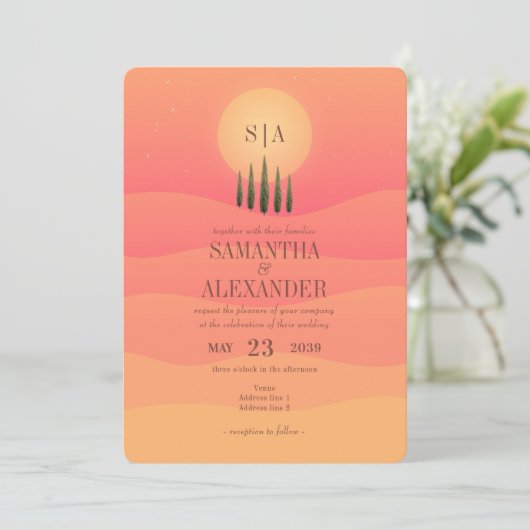 Invitation Campagne toscane coucher de soleil Cypress Trees M (Debout devant)