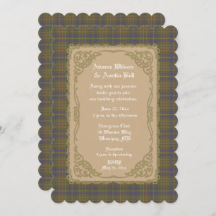 Invitation Campbell Chasse Tartan Ancien Avec Cadre Or