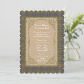 Invitation Campbell Chasse Tartan Ancien Avec Cadre Or (Debout devant)