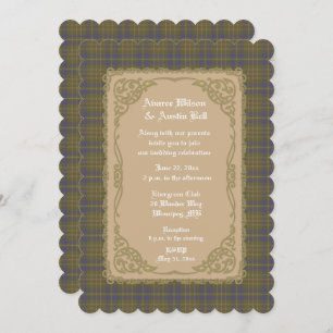 Invitation Campbell Chasse Tartan Ancien Avec Cadre Or