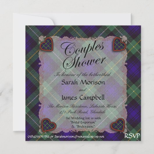Invitation Campbell de Cawdor tartan Plaid - Douche pour coup (Devant)