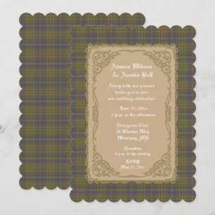 Invitation Campbell Hunting Ancien Tartan avec cadre doré