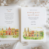 Invitation Campeche vibrant Mexique Mariage aquarelle