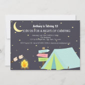 Invitation Camper avec la fête d'anniversaire de feu de camp (Devant)