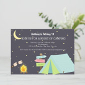 Invitation Camper avec la fête d'anniversaire de feu de camp (Debout devant)