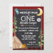 Invitation Camper Buffalo Plaid 1er Anniversaire Camping (Devant)