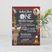 Invitation Camper Buffalo Plaid 1er Anniversaire Camping (Debout devant)