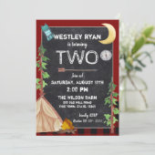 Invitation Camper Buffalo Plaid Anniversaire Camping (Debout devant)