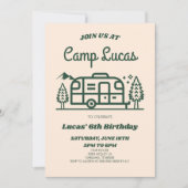 Invitation Camper Camper Camper Camping Camping Fête d'annive (Devant)