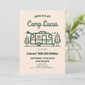 Invitation Camper Camper Camper Camping Camping Fête d'annive (Debout devant)