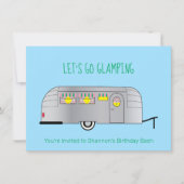 Invitation Camper Caravane Argent Rétro Streamlined Glamping (Devant)