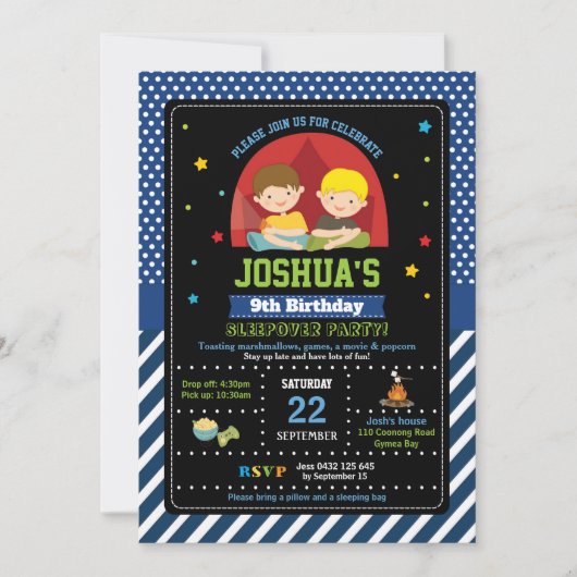 Invitation Camper de garçons d'invitations d'anniversaire de (Devant)