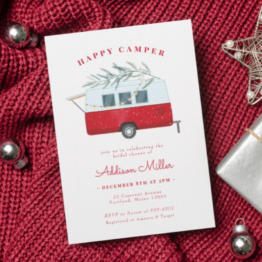 Invitation Camper de Noël rétro Fête des mariées de vacances