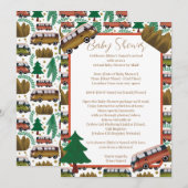 Invitation Camper en bois Baby shower neutre par distance (Devant / Derrière)