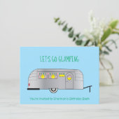 Invitation Camper Rétro Argent Streamlined Glamping (Debout devant)