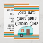 Invitation Camper Rétro Camp Cousins (Devant / Derrière)
