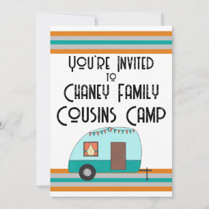 Invitation Camper Rétro Camp Cousins
