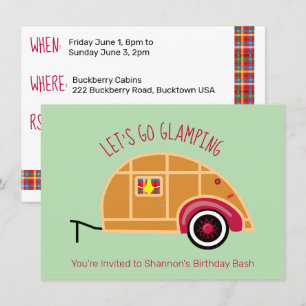 Invitation Camper Teardrop Rétro Woodie Glamping
