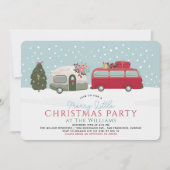 Invitation Camper Van Blue Merry Little Christmas Party (Devant)