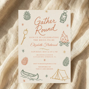 Invitation campfire enterrement de vie de jeune fille camping
