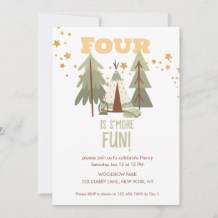 Invitation Camping Adventure S’more Quatrième anniversaire