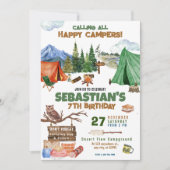 Invitation Camping Anniversaire Fête Enfants modernes (Devant)