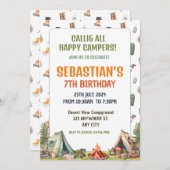 Invitation Camping Anniversaire Fête Enfants modernes Invitat (Devant / Derrière)