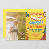 Invitation Camping Anniversaire Fête Enfants modernes Invitat (Devant / Derrière)