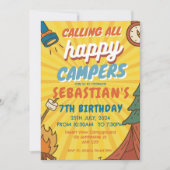 Invitation Camping Anniversaire Fête Enfants modernes Invitat (Devant)