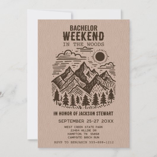 Invitation Camping Bachelor Party (Devant)