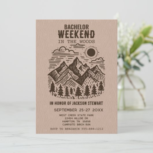 Invitation Camping Bachelor Party (Debout devant)